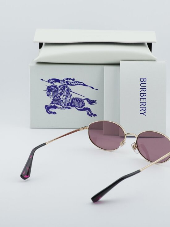 Burberry BE3169 11091A Oval Sunglasses - Gold/Violet main image 7